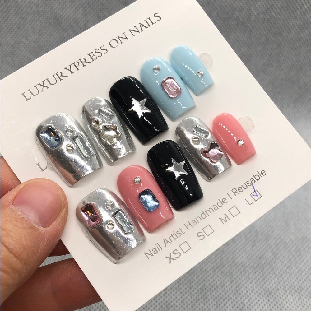 Size L custom made press on nails